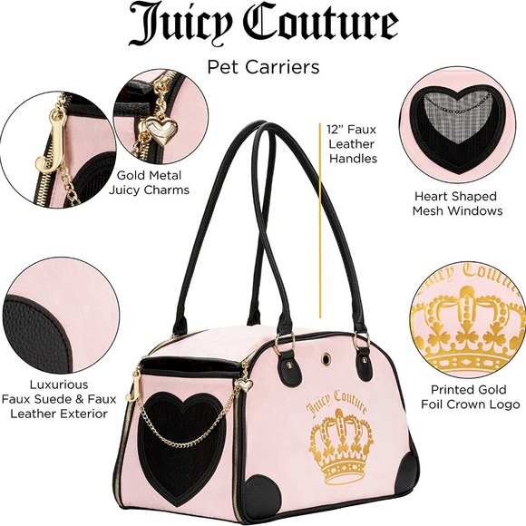 Juicy Couture Small Pets Juicy Couture Pet Carrier Crown Pink Faux